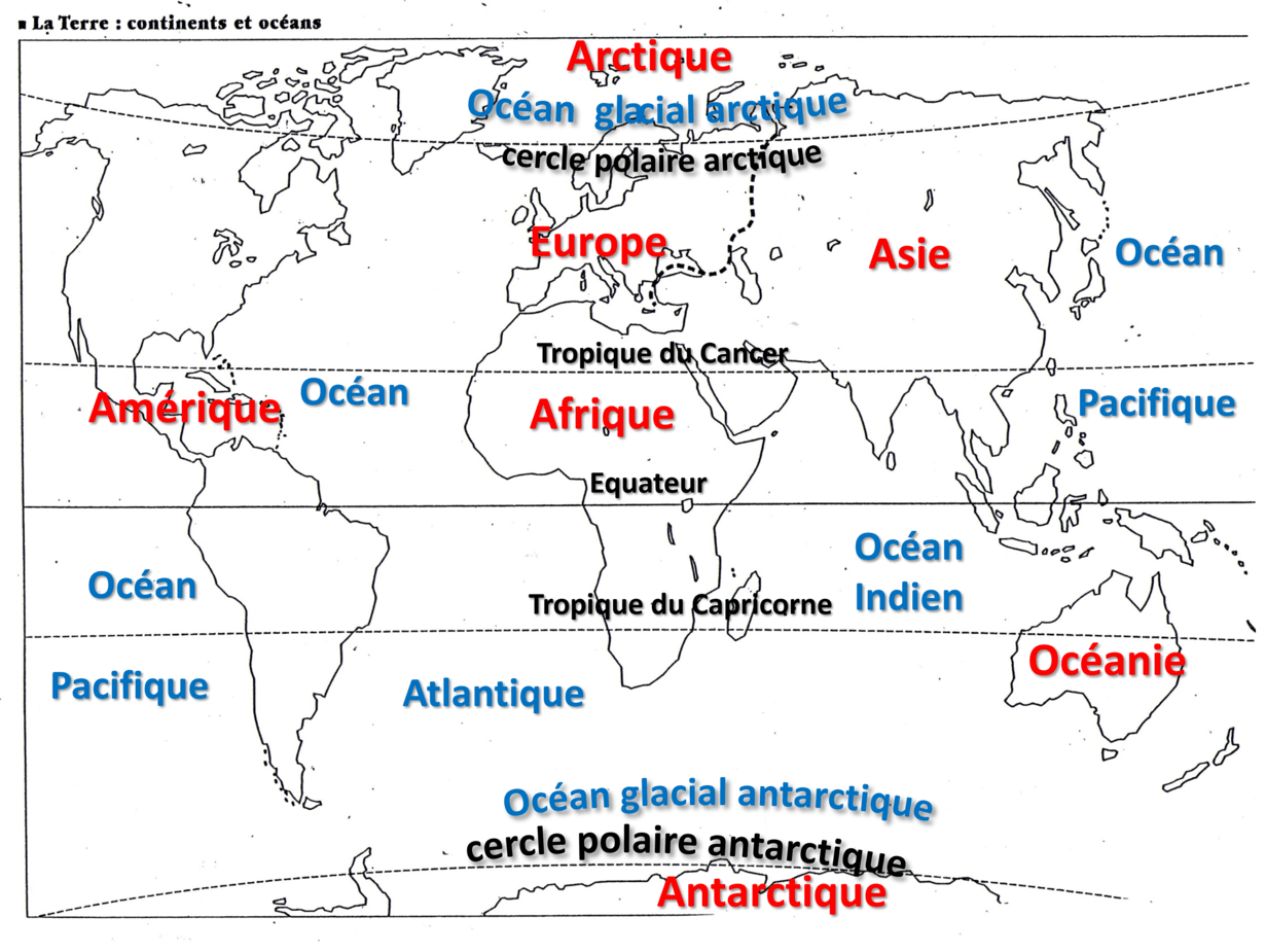 Les grands reperes terrestres planisphere